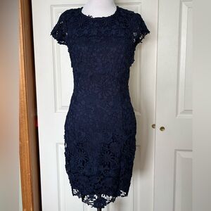 Lulu's Navy Floral Lace knee length Dress